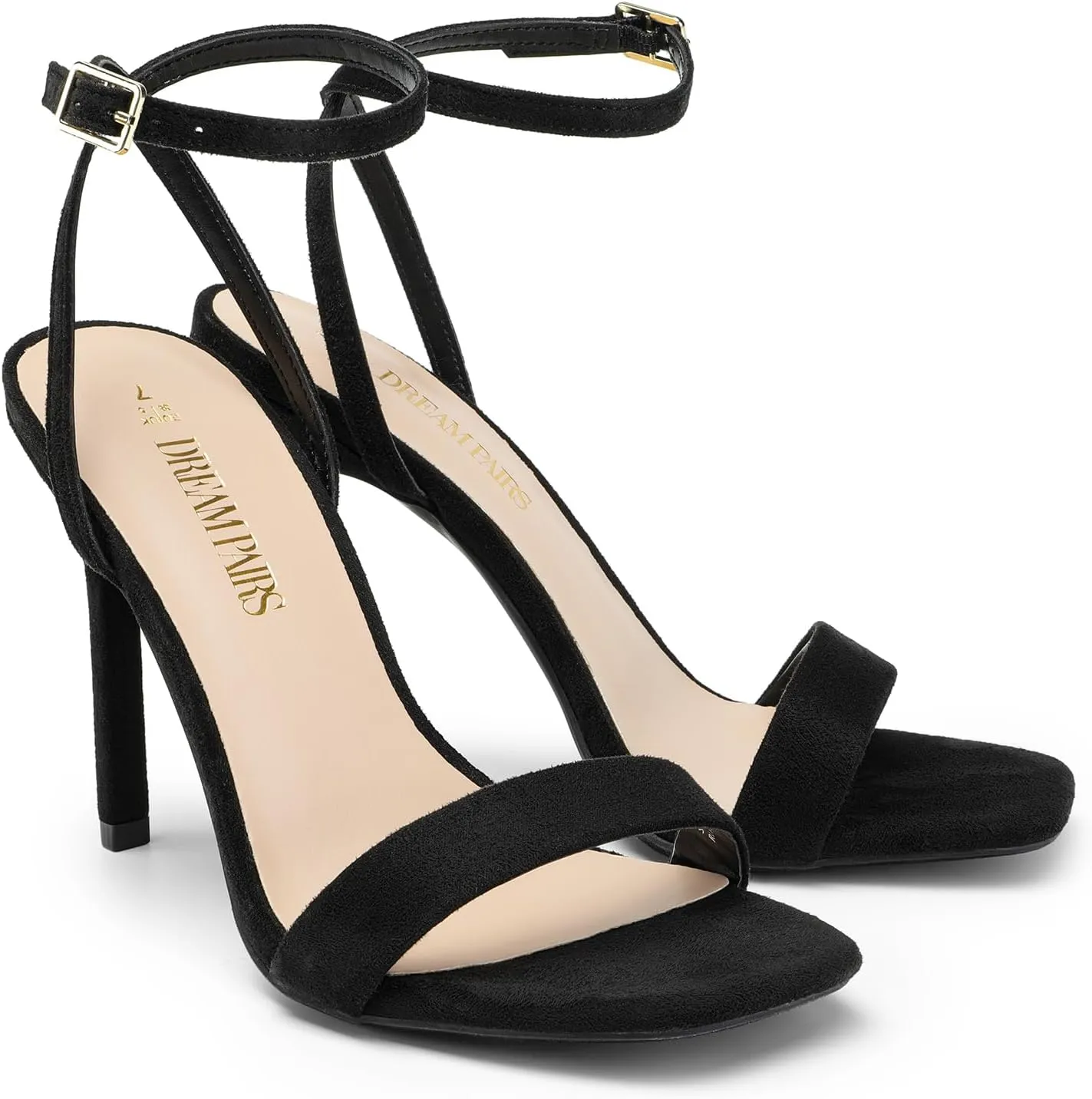 DREAM PAIRS Women’s High Stilettos Open Square Toe Ankle Strap Heels Sexy Comfort Strappy Dress Shoes Wedding Bridal Pumps Sandals