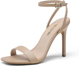 DREAM PAIRS Women’s High Stilettos Open Square Toe Ankle Strap Heels Sexy Comfort Strappy Dress Shoes Wedding Bridal Pumps Sandals