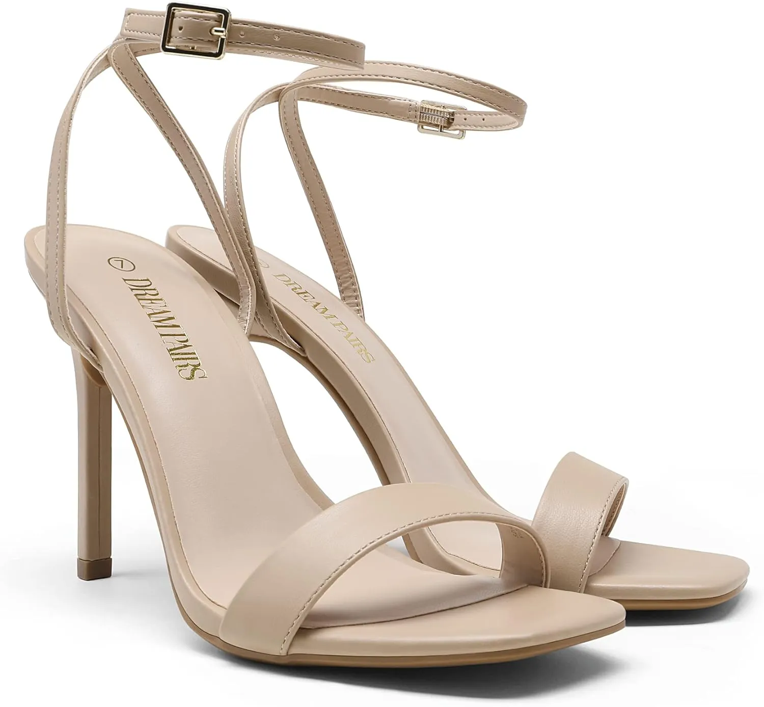 DREAM PAIRS Women’s High Stilettos Open Square Toe Ankle Strap Heels Sexy Comfort Strappy Dress Shoes Wedding Bridal Pumps Sandals