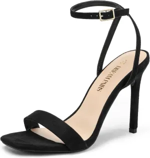 DREAM PAIRS Women’s High Stilettos Open Square Toe Ankle Strap Heels Sexy Comfort Strappy Dress Shoes Wedding Bridal Pumps Sandals