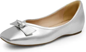 DREAM PAIRS Women's Low Wedge Dressy Flats, Comfortable Square Toe Rhinestone Wedding Shoes
