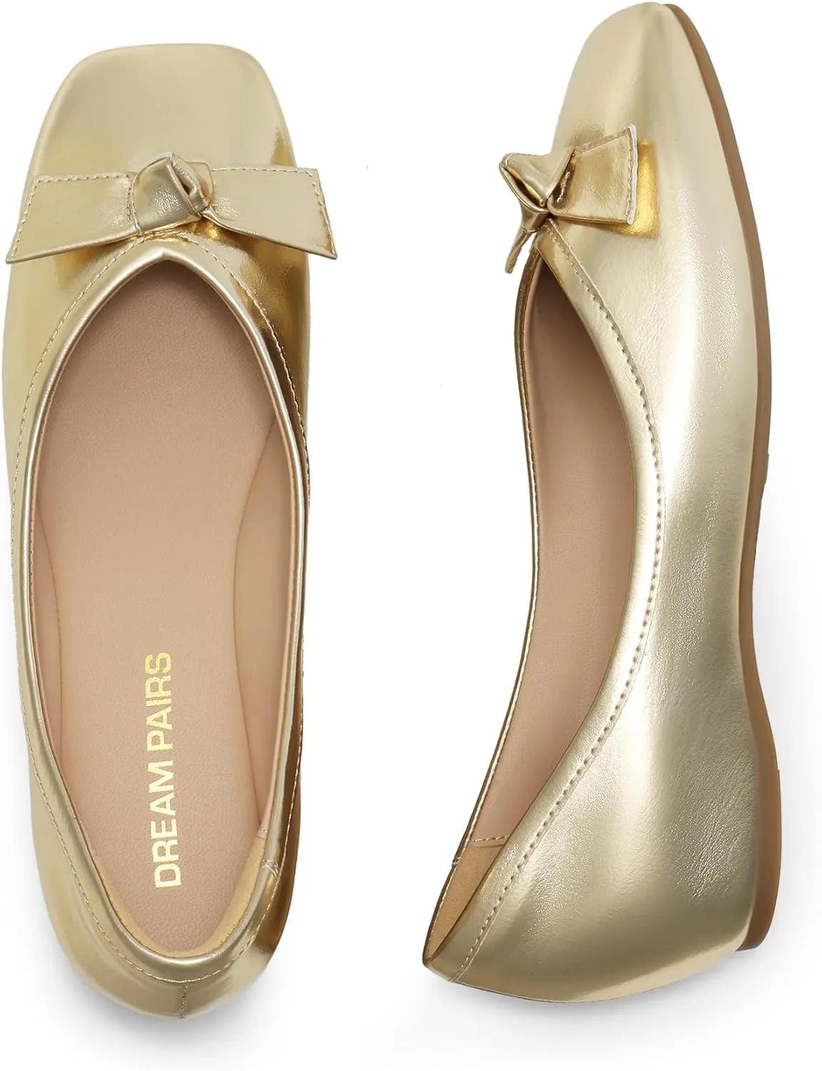 DREAM PAIRS Women's Low Wedge Dressy Flats, Comfortable Square Toe Rhinestone Wedding Shoes
