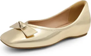 DREAM PAIRS Women's Low Wedge Dressy Flats, Comfortable Square Toe Rhinestone Wedding Shoes