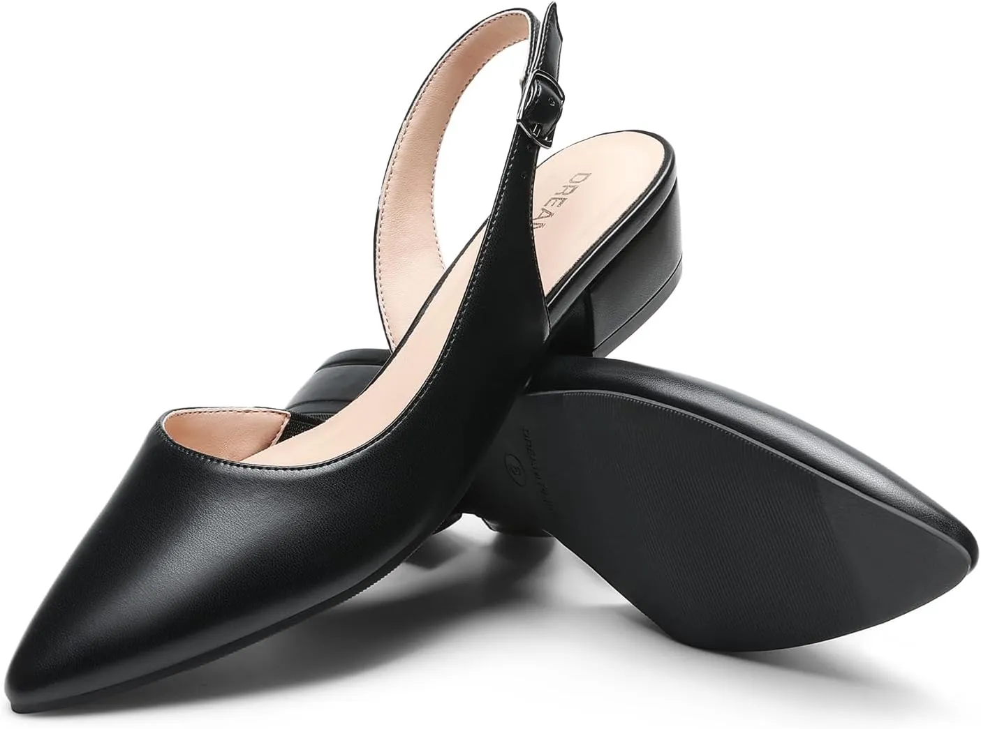 DREAM PAIRS Womens Slingback Kitten Low Block Heels Closed Pointed Toe Ankle Strap Elegant Dressy Pumps Wedding Party Dress Shoes for Women