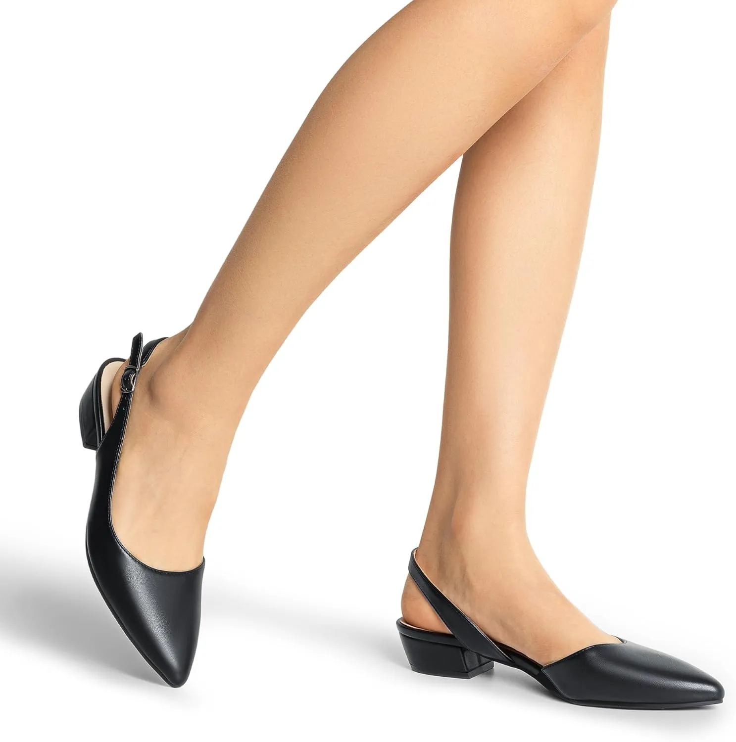 DREAM PAIRS Womens Slingback Kitten Low Block Heels Closed Pointed Toe Ankle Strap Elegant Dressy Pumps Wedding Party Dress Shoes for Women