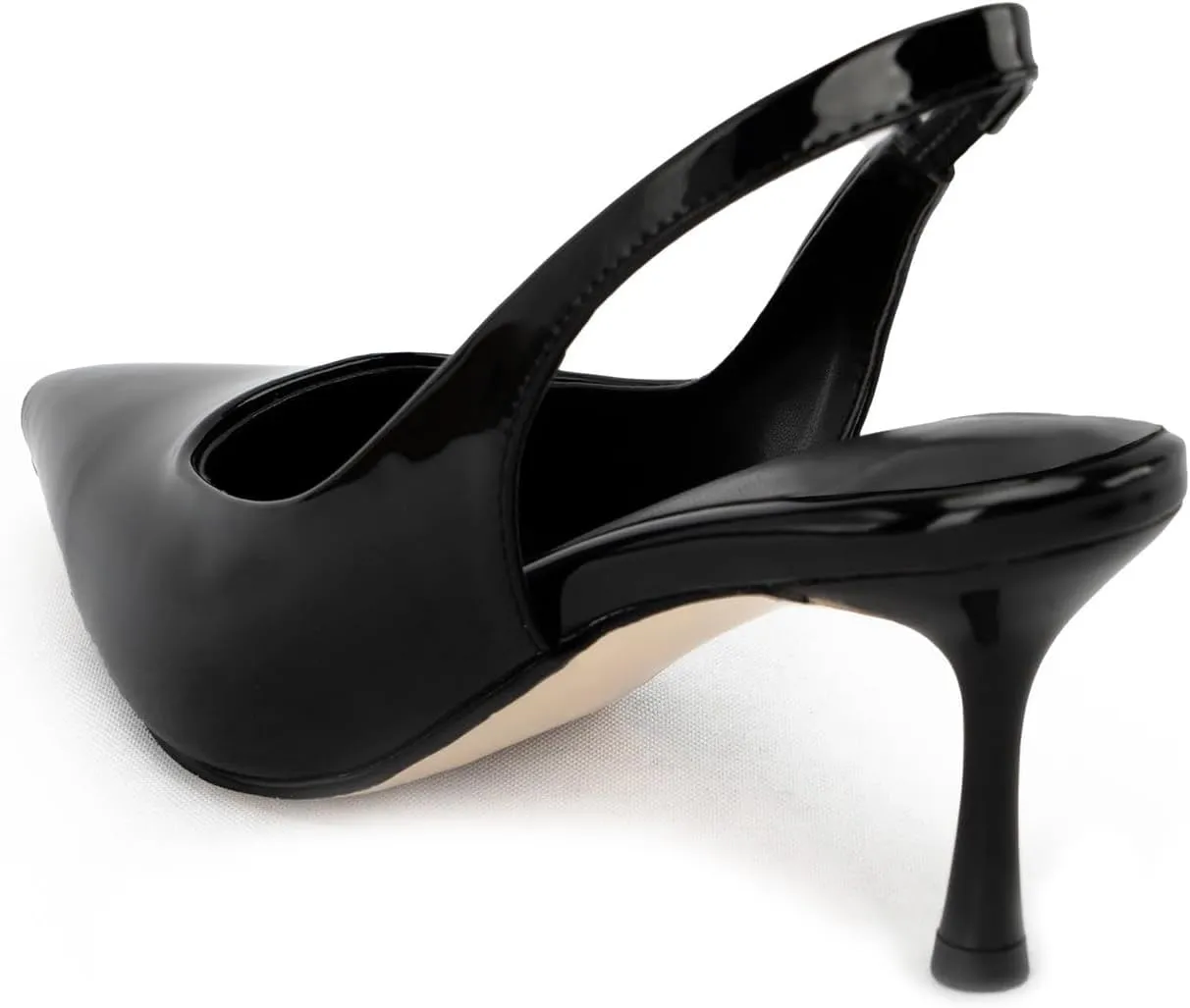 DREAMCIA Women's Pumps Slingback Heels Pointed Toe Sling Back Kitten Heels Women Metallic Slingback Pumps Bride Dresses Wedding Shoes