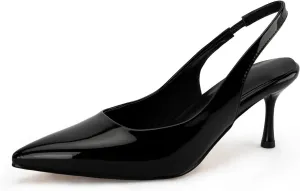 DREAMCIA Women's Pumps Slingback Heels Pointed Toe Sling Back Kitten Heels Women Metallic Slingback Pumps Bride Dresses Wedding Shoes