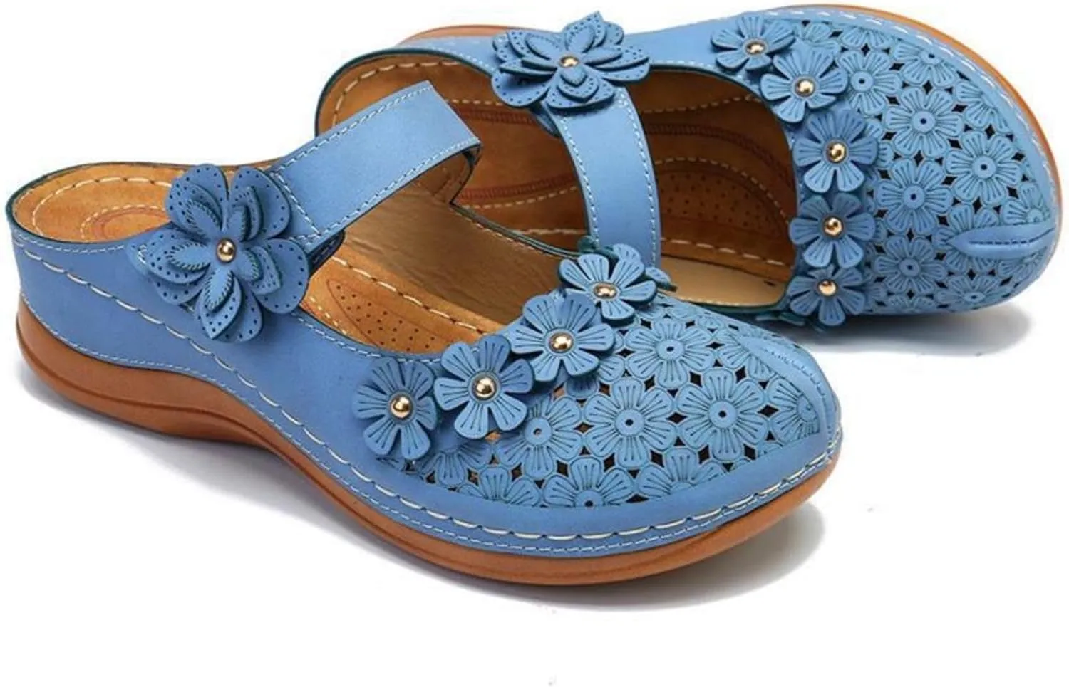 Dressy Summer Sandals for Women 2025 Closed Toe Wedge Sandals Casual Walking Shoes Hollow Out Breathable Cooling Comfort Wear Shoes Office Work Sandal Lightweight Platform Sandal for Vacation Beach