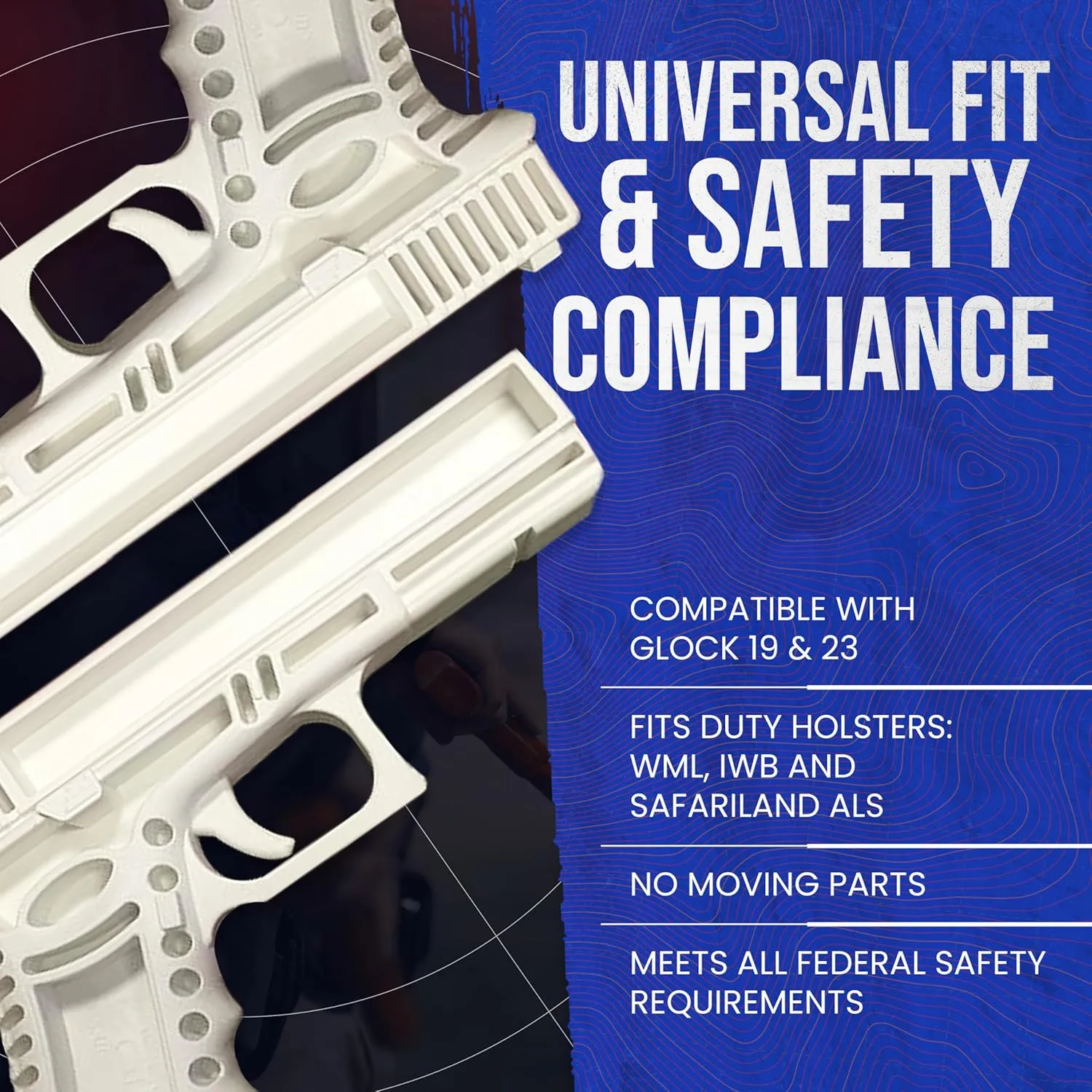 Durable Plastic Polymer Training Pistol - Lightweight Realistic Training Gun for Safe Dry Fire Drills, Draw, Grip, Movement - Compatible with Glock 19 & 23 - Fits WML, IWB & Safariland ALS Holster