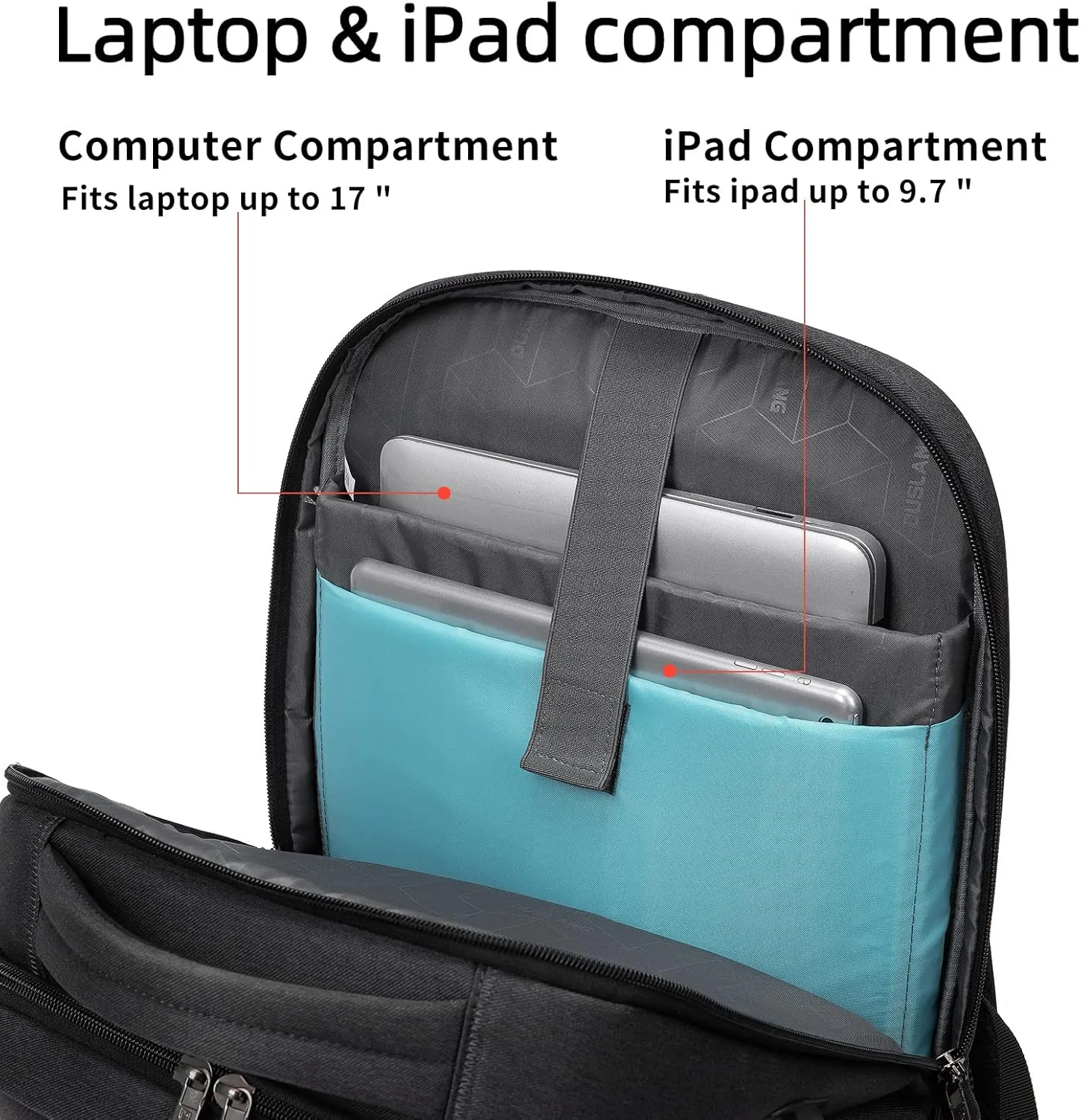 DUSLANG 17 Inch Laptop Backpack for Travel Water Resistant College Backpack for Men/Women Laptop Bag with USB Charging Port and Flower Keychain for backpack, Black