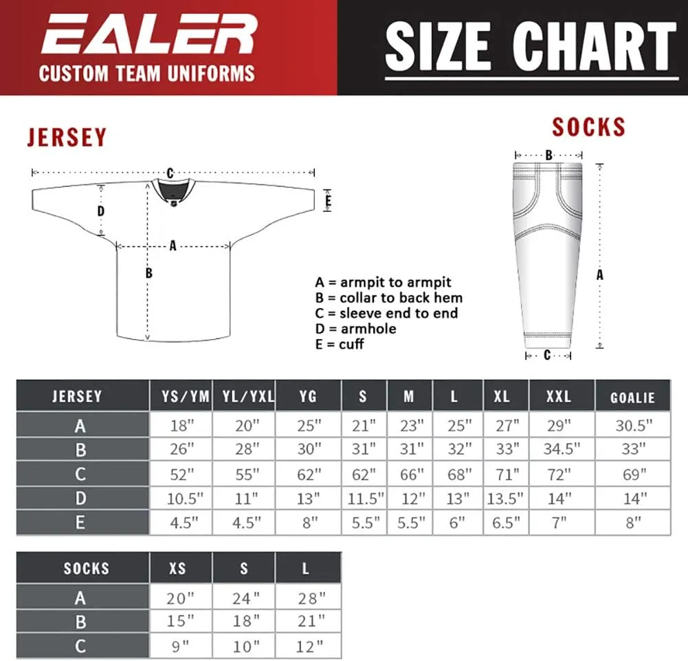 EALER HS100 Series Team Color Dry Fit Ice Hockey Socks Foer Junior To Senior & Youth To Adult