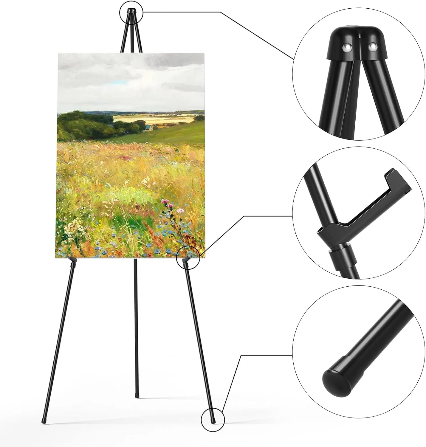 Easel Stand for Display, Aredy 63" Portable Painting Easel, Lightweight Metal Easels for Painting Canvas, Wedding Sign (2 Pack)