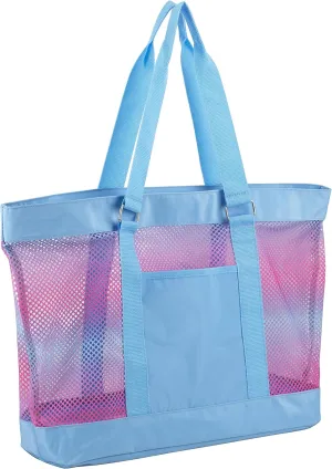 Eastsport Mesh Tote Waterproof Beach Bag for Shopping Vacation Swimming Family Travel Essentials