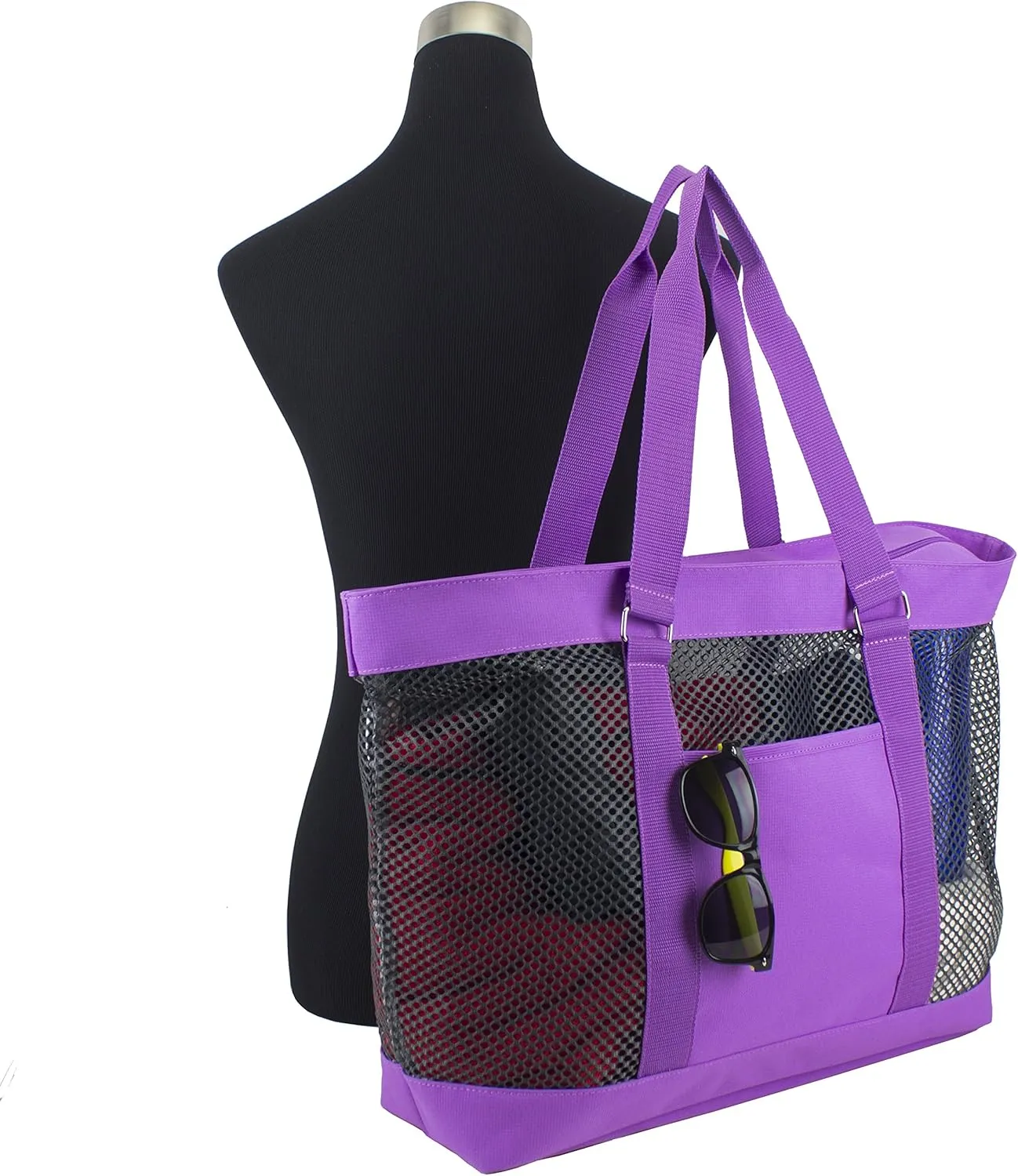 Eastsport Mesh Tote Waterproof Beach Bag for Shopping Vacation Swimming Family Travel Essentials
