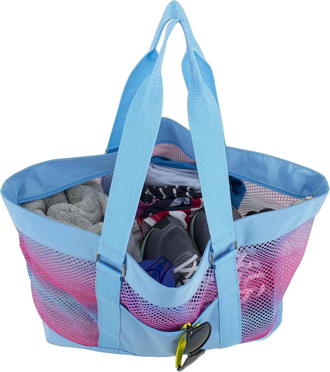 Eastsport Mesh Tote Waterproof Beach Bag for Shopping Vacation Swimming Family Travel Essentials