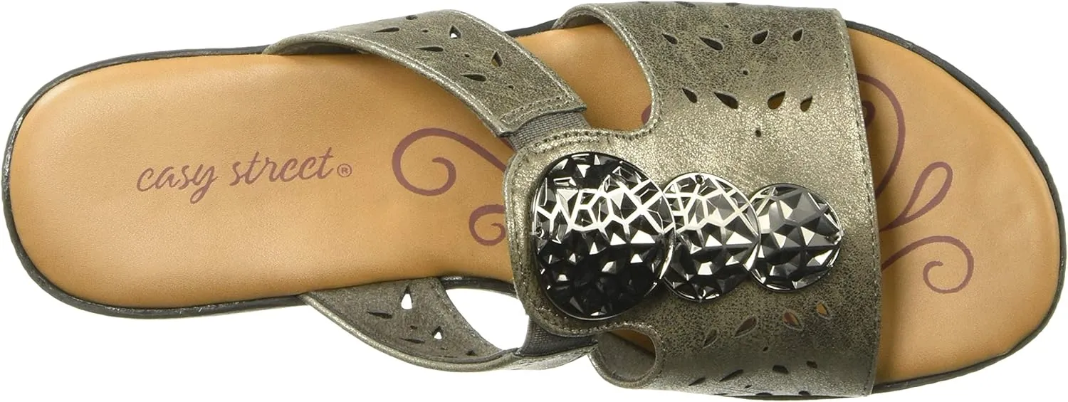 Easy Street Women's June Sandal with Ornament and Cutouts Slide