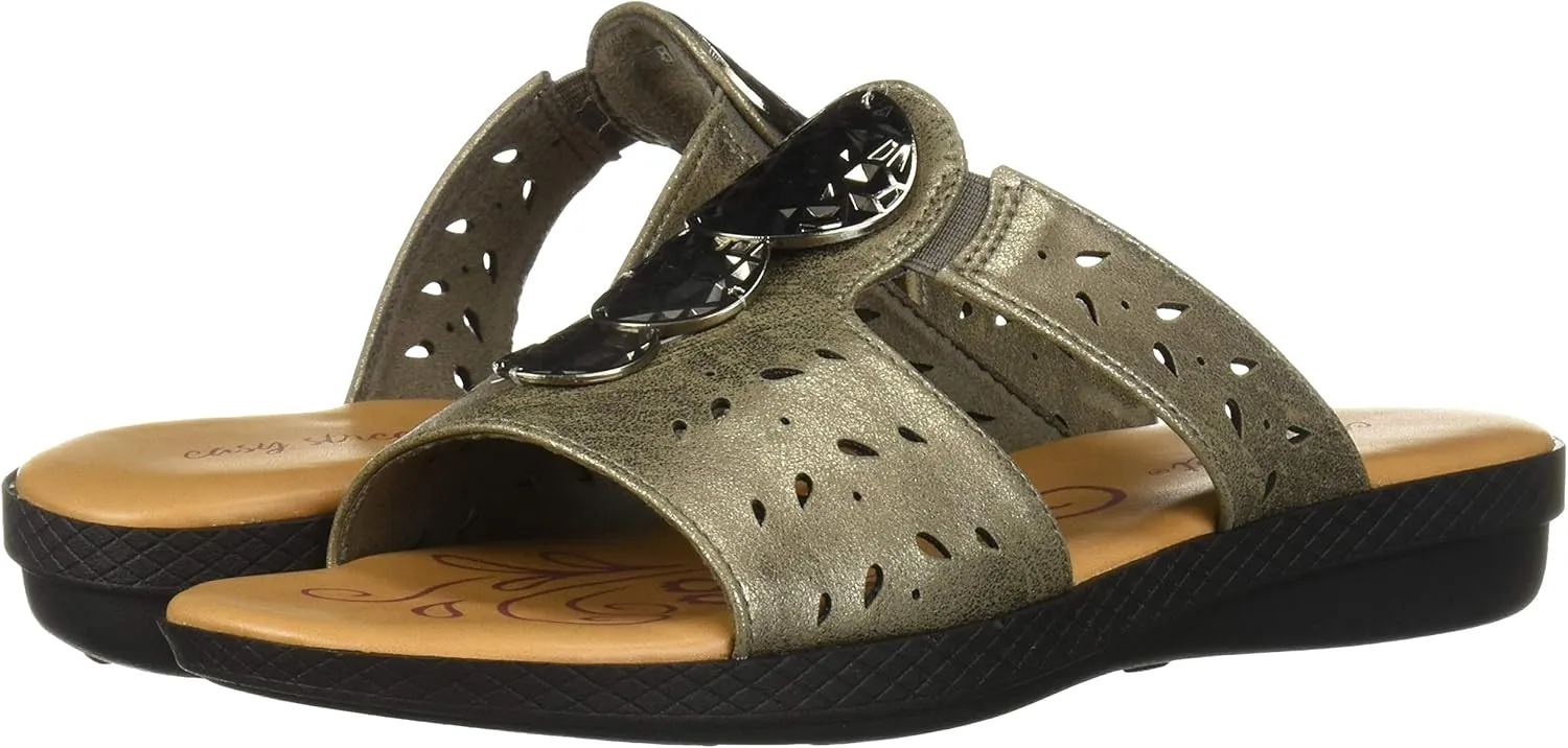 Easy Street Women's June Sandal with Ornament and Cutouts Slide