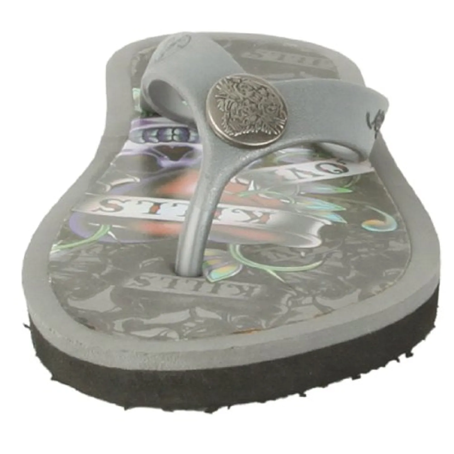 Ed Hardy Flip Flop for Men - Silver