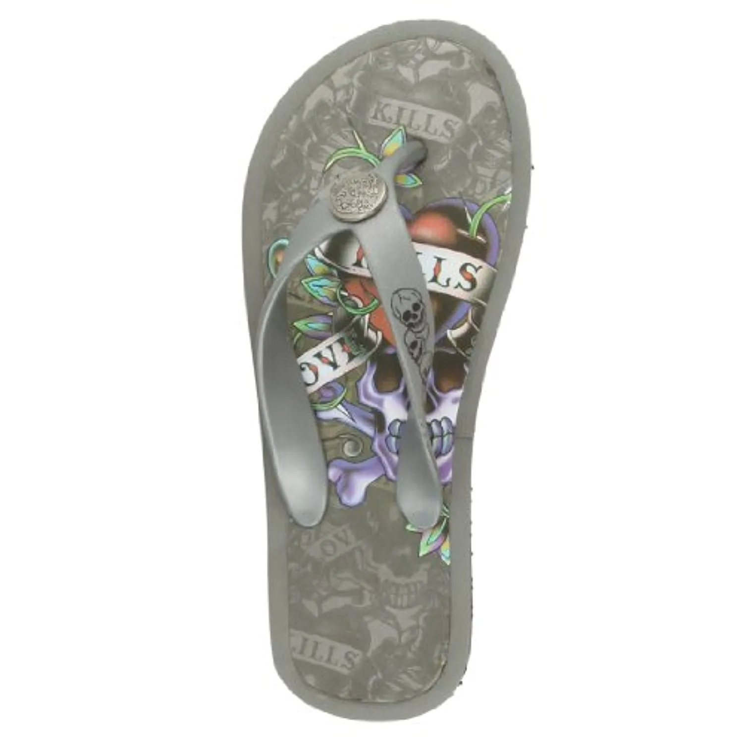 Ed Hardy Flip Flop for Men - Silver