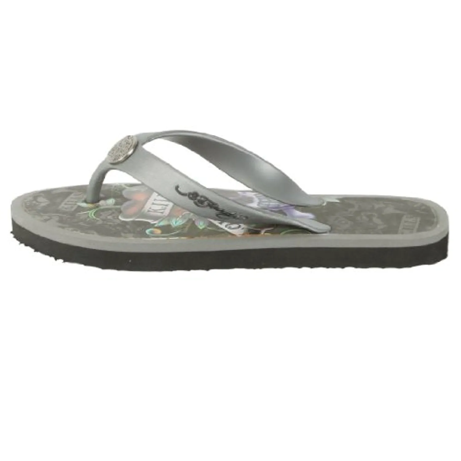 Ed Hardy Flip Flop for Men - Silver