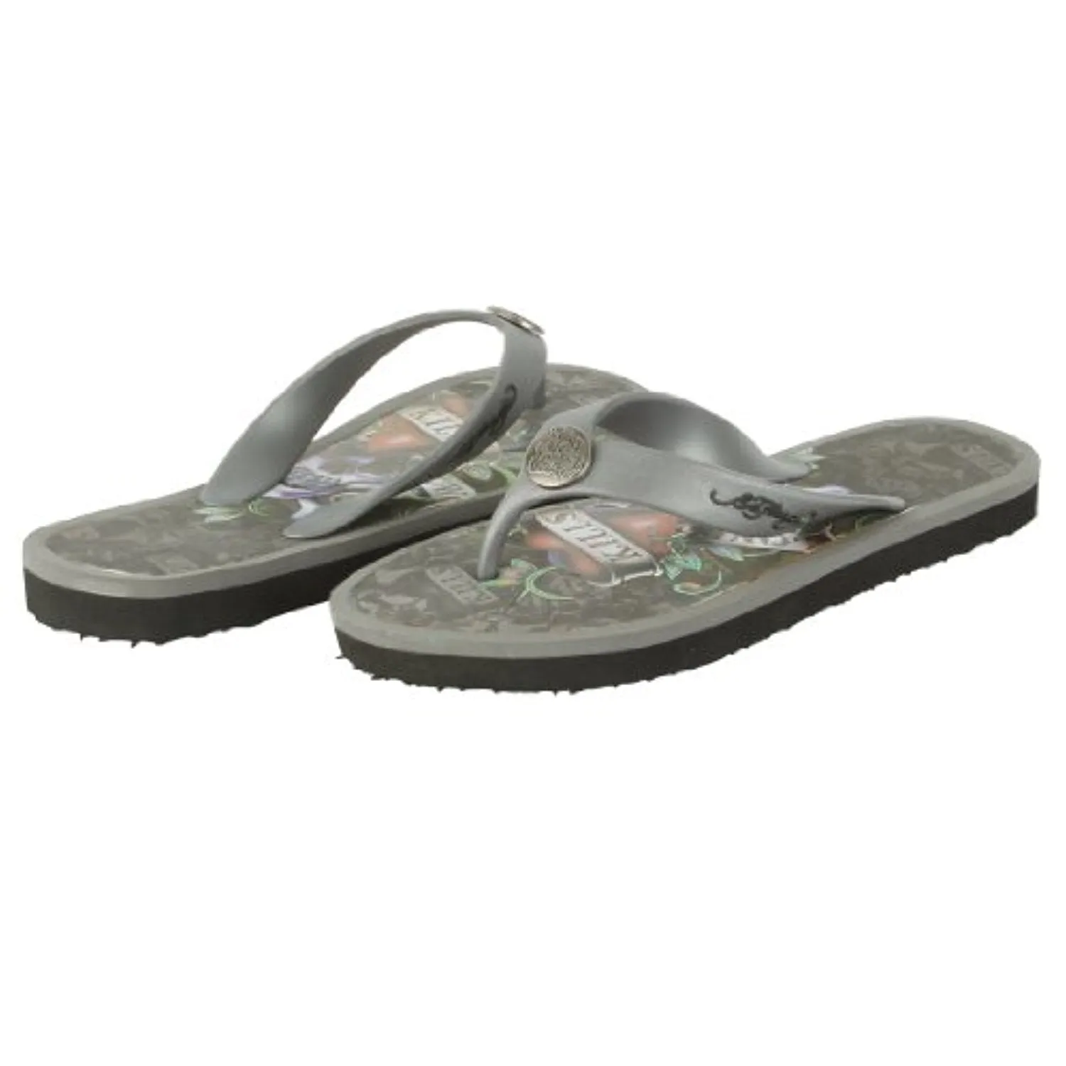 Ed Hardy Flip Flop for Men - Silver