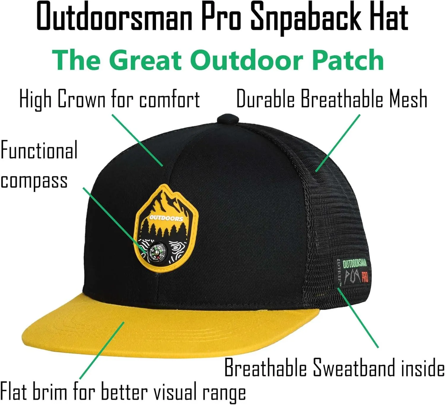 EDTREK Elite Youth Country Hat for Big Kids - Boys Snapback Hat with Flat Brim