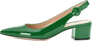 Eldof Pointed Toe Pumps,Slingback Ankle Buckle Chic Pumps,Classy Block Heel 2" Heel for Office Dress