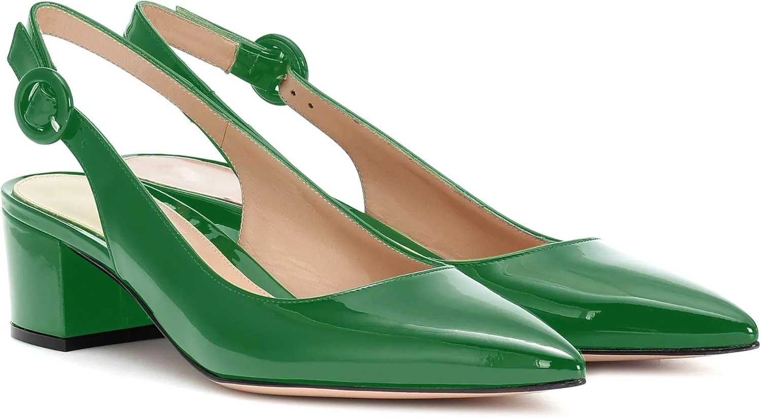 Eldof Pointed Toe Pumps,Slingback Ankle Buckle Chic Pumps,Classy Block Heel 2" Heel for Office Dress