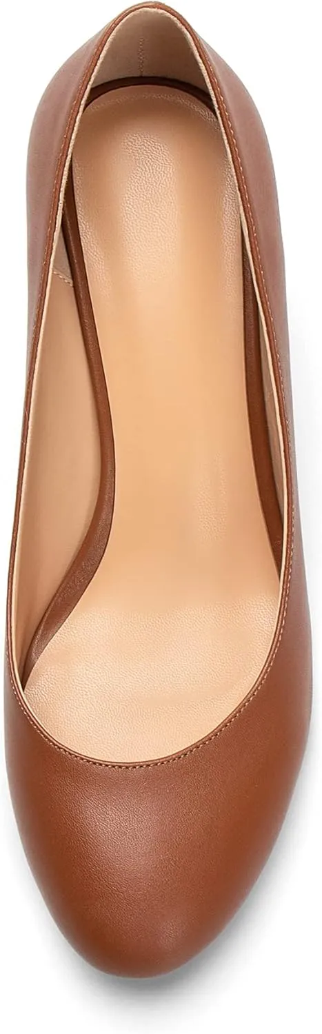 Eldof Women Kitten Heel Pumps - Round Toe 6.5cm Mid-Heel Court Shoes for Wedding, Party, Office