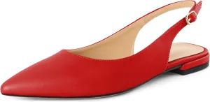 Eldof Women Low Heels Pointed Closed Toe Slingback Flats Ankle Straps Pumps Classic Dressy Elegant Shoes 1 Inch