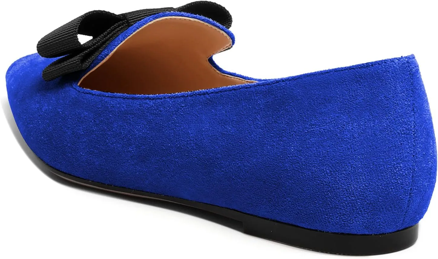 Eldof Women's Loafer Flat Pointed Toe Bow Tie Ballet Slip on Comfortable Dress Work Shoes