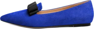 Eldof Women's Loafer Flat Pointed Toe Bow Tie Ballet Slip on Comfortable Dress Work Shoes