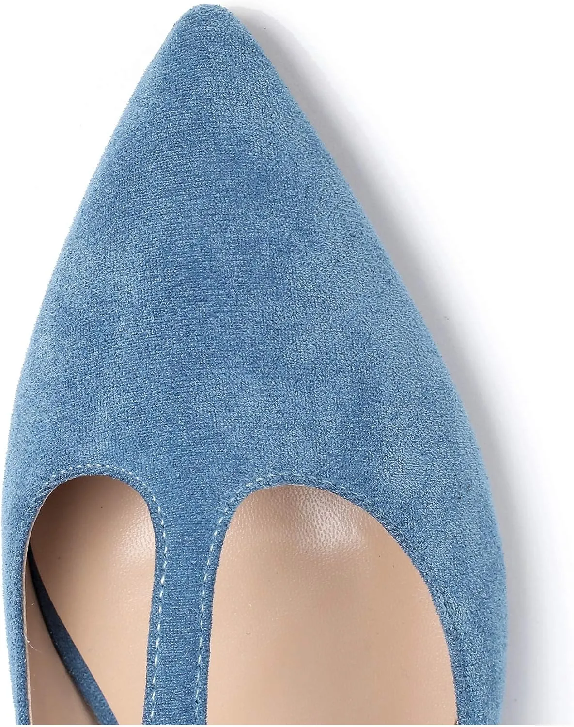Eldof Women's Pointed Flat Pumps, T-Strap Flat Pumps, Comfortable Flat for The Office Wedding and Dress