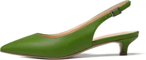 Eldof Women's Slingback Kitten Heel Pumps, 1.4" Pointed Toe Office Low Heel Comfortable Pumps for Office