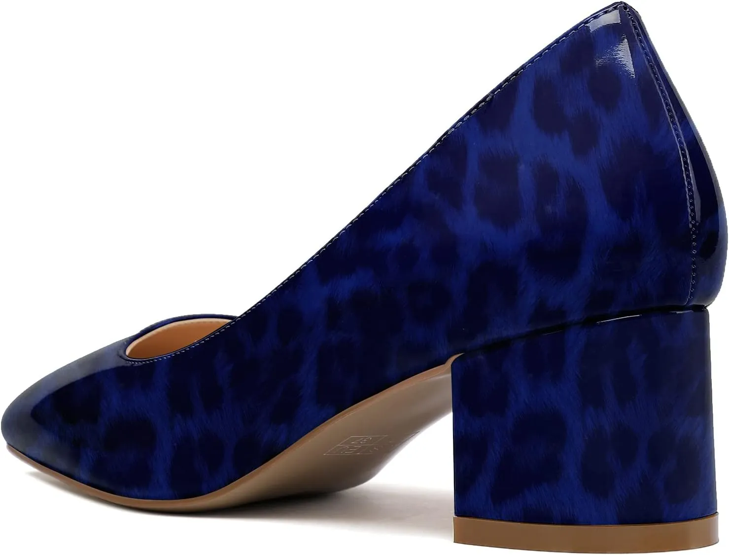 Eldof Women's Square Toe Mid Chunky Block Heel 2 Inch Pumps Slip On Elegant Block Heel Dress Shoes