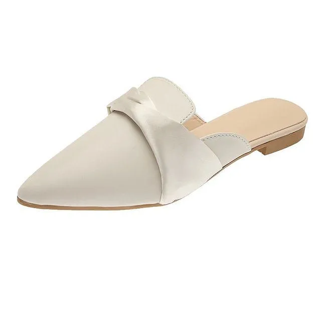 Elegant Low Heel Women Mules Office Shoes Beige Pumps