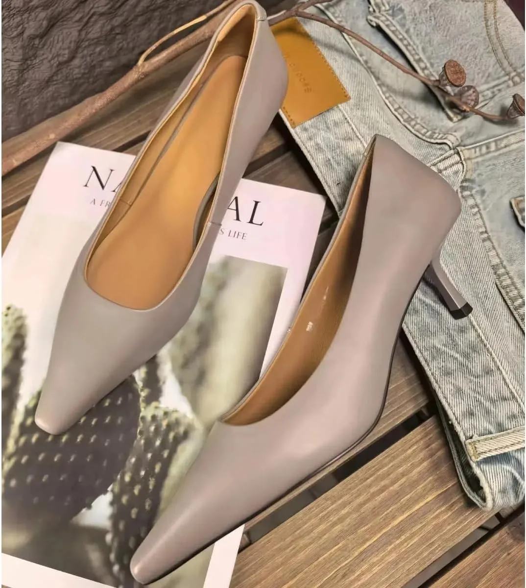 Elegant Women's Pumps Comfortable Stiletto Heel Pointed Toe Genuine Leather Wedding/Party/Office Shoes Luxury Minimalist Style