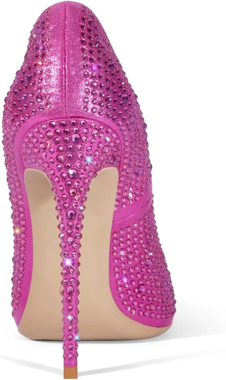 Elisabet Tang Women Pumps, Pointed Toe High Heel Glitter Rhinestone Heels Sparkly Prom Shoes Stiletto Wedding Heels for Bride Shoes for Women
