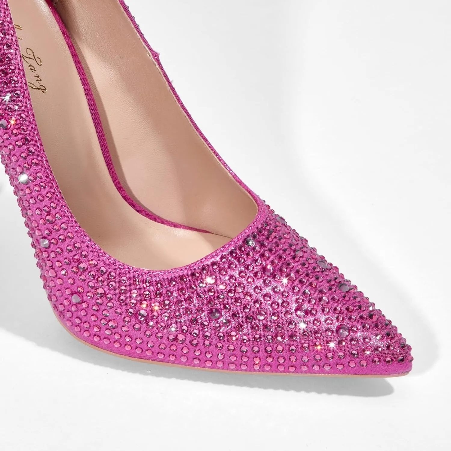 Elisabet Tang Women Pumps, Pointed Toe High Heel Glitter Rhinestone Heels Sparkly Prom Shoes Stiletto Wedding Heels for Bride Shoes for Women