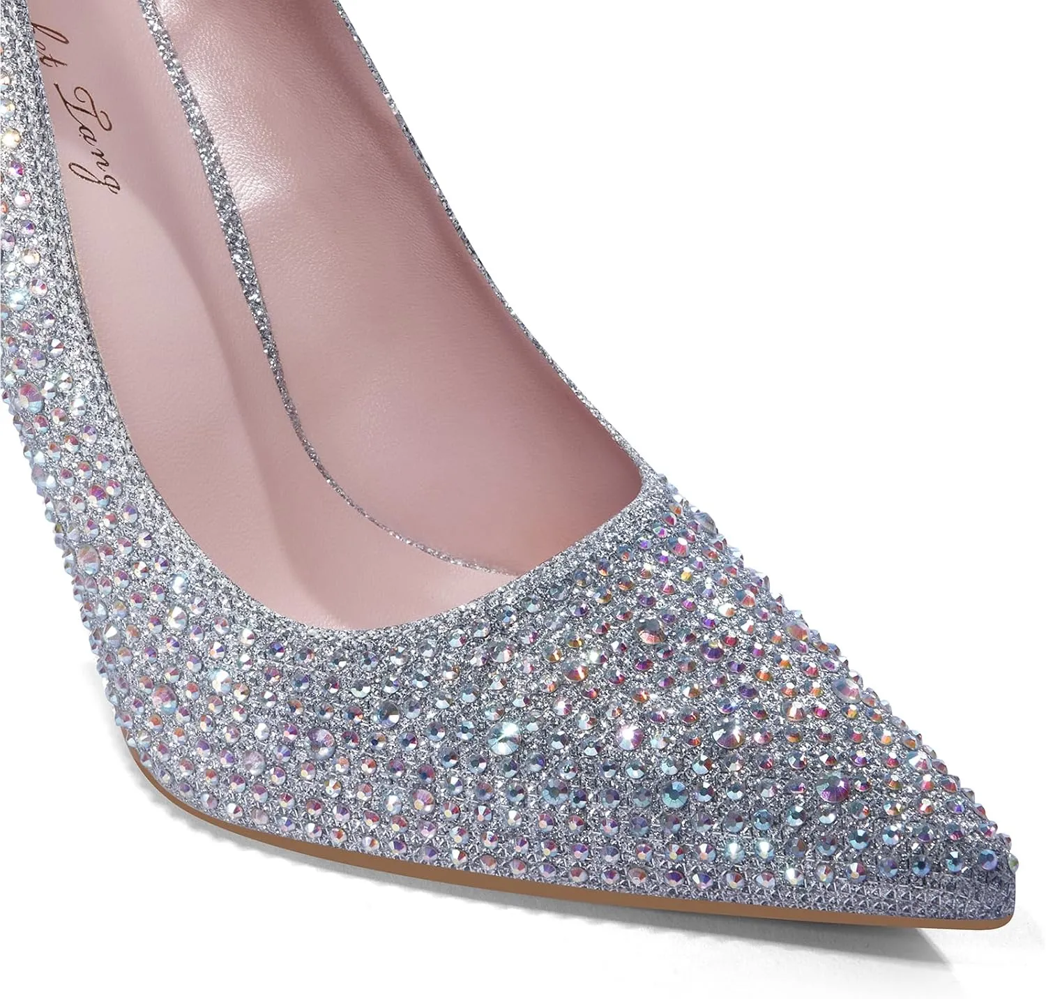 Elisabet Tang Women Pumps, Pointed Toe High Heel Glitter Rhinestone Heels Sparkly Prom Shoes Stiletto Wedding Heels for Bride Shoes for Women