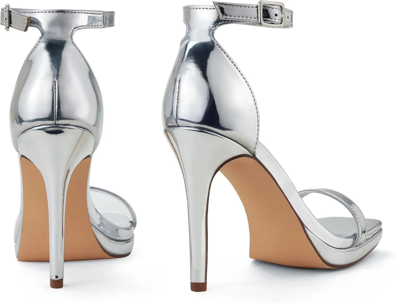 Elisabet Tang Women's 4.3 Inch Platform High Heeled Sandals Strappy Stiletto Open Square Toe Heel with Ankle Strap at Wedding Party Prom Work Dating