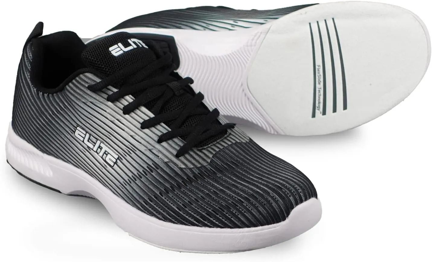 ELITE Men's Wave Bowling Shoes - Lightweight, Breathable Knitted Uppers, Universal Soles