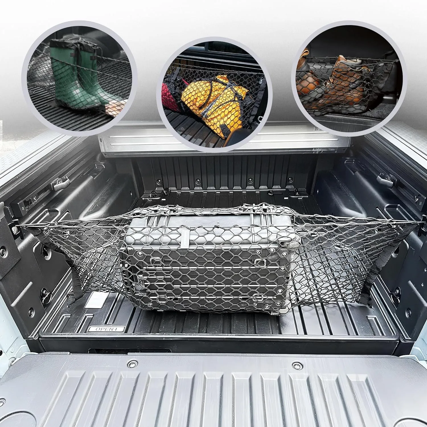 Envelope Style Elastic Trunk Cargo Net for Hyundai Santa Cruz 2022-2025 - Premium Trunk Organizers & Storage - Cargo Net for Pickup Truck Bed - Truck Bed Divider - Car Organizer for Pickup