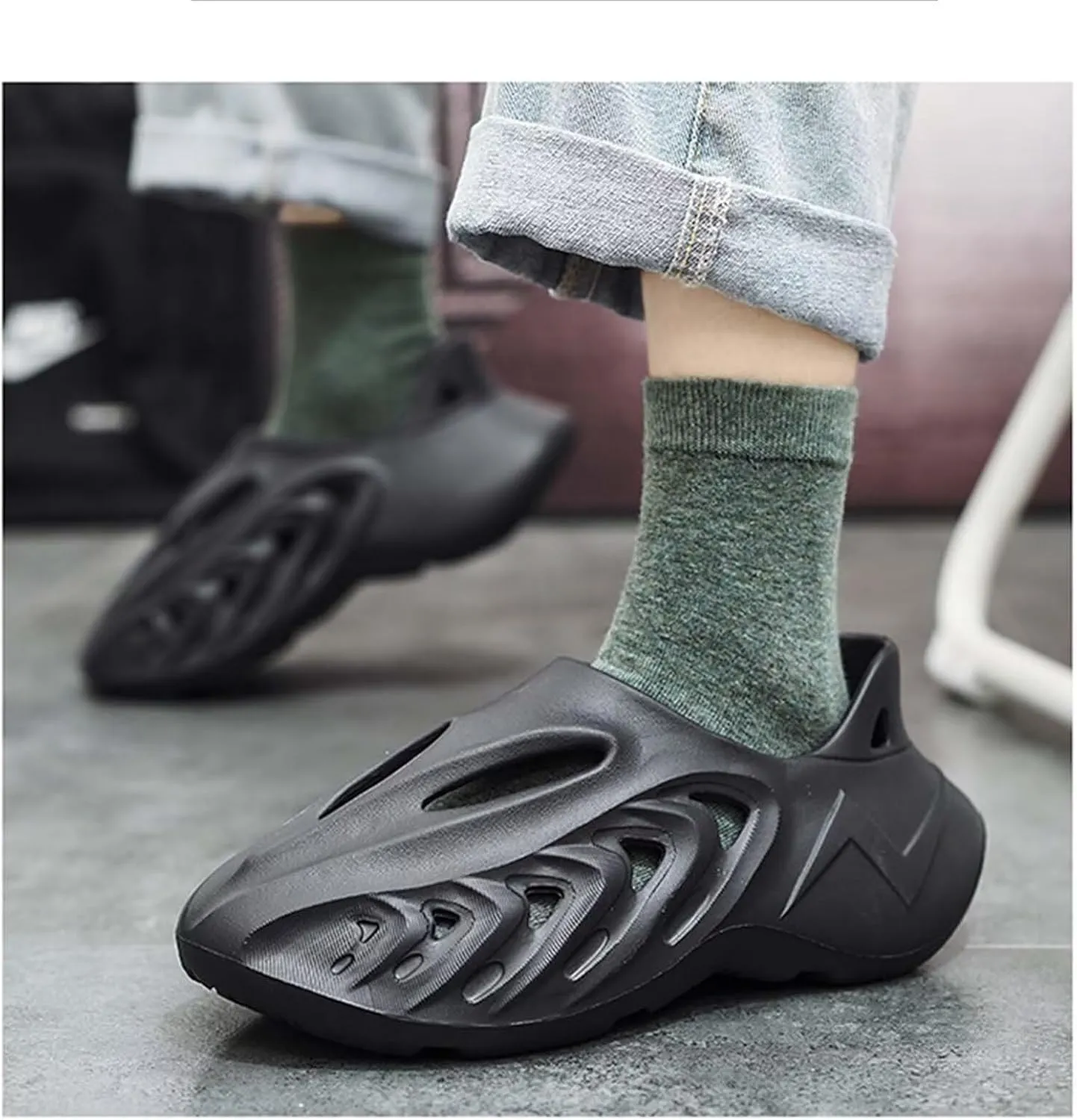Eohsnem Foam Runner Shoes for Women Men, Hollow Cloud Slippers Lightweight Slip-On Walking Sneakers Breathable Soft Beach Sandals Redwhite