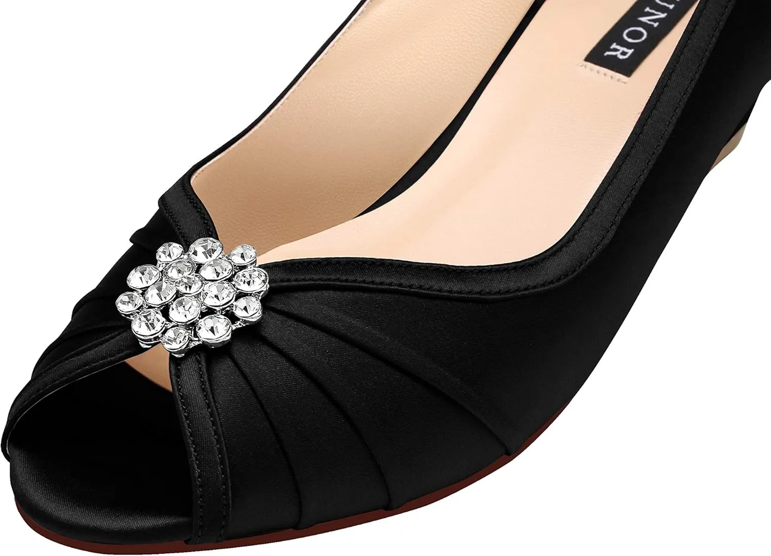 ERIJUNOR Women Comfortable Low Heel Wedges Peep Toe Wedding Shoes