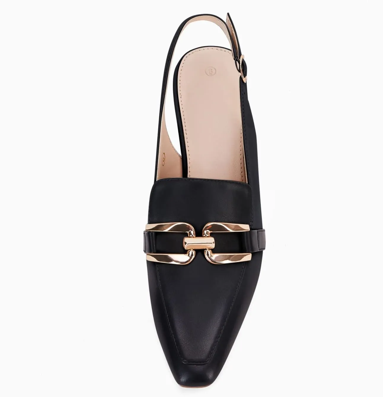 Fashare Womens Kitten Heels Slingback Closed Pointed Toe Dress Shoes Metal Chain Buckle Elegant Pumps