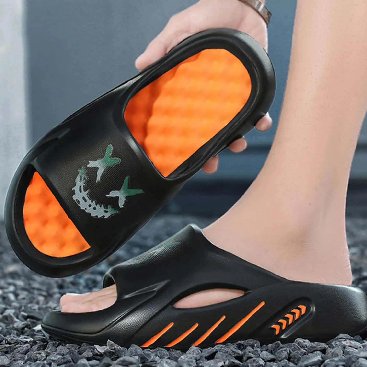 Fashion Men's Pillow Slide,Women's Upholstered Lightweight Home Shower Slide, Non-Slip Beach Slide, Comfortable Slippers, EVA Sandals