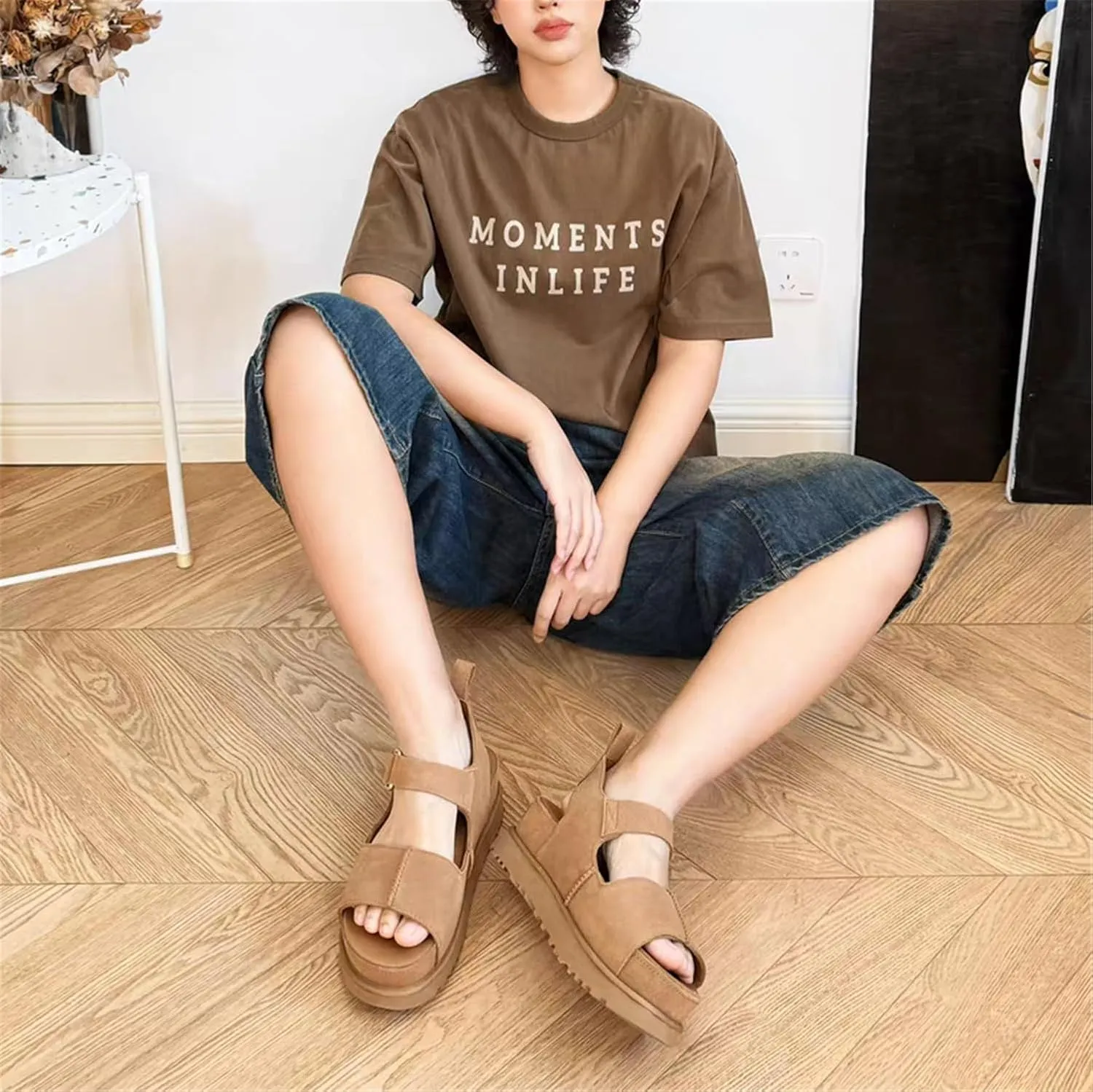Fashion Suede Platform Sandals for Kids Casual Adjustable Indoor Non Slip Comfortable Outdoor Girl Mules & Clogs Big Kid Little Kid