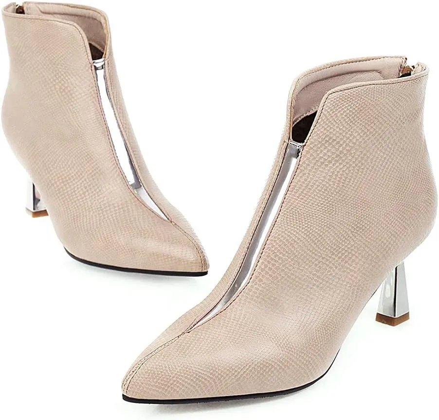 Fashion V Shape Ankle Boots Kitten Heels Pointed Toe Booties