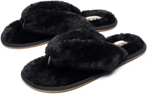 FAYUEKEY Comfort Spa Flip Flops Thong Slide for Women Girls Sexy Fuzzy Bedroom House Slippers with Memory Foam